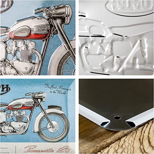 Plaque Tôle émaillée Triumph Motorcycles - 20 X 30 Cm - Décoration Atelier Garage