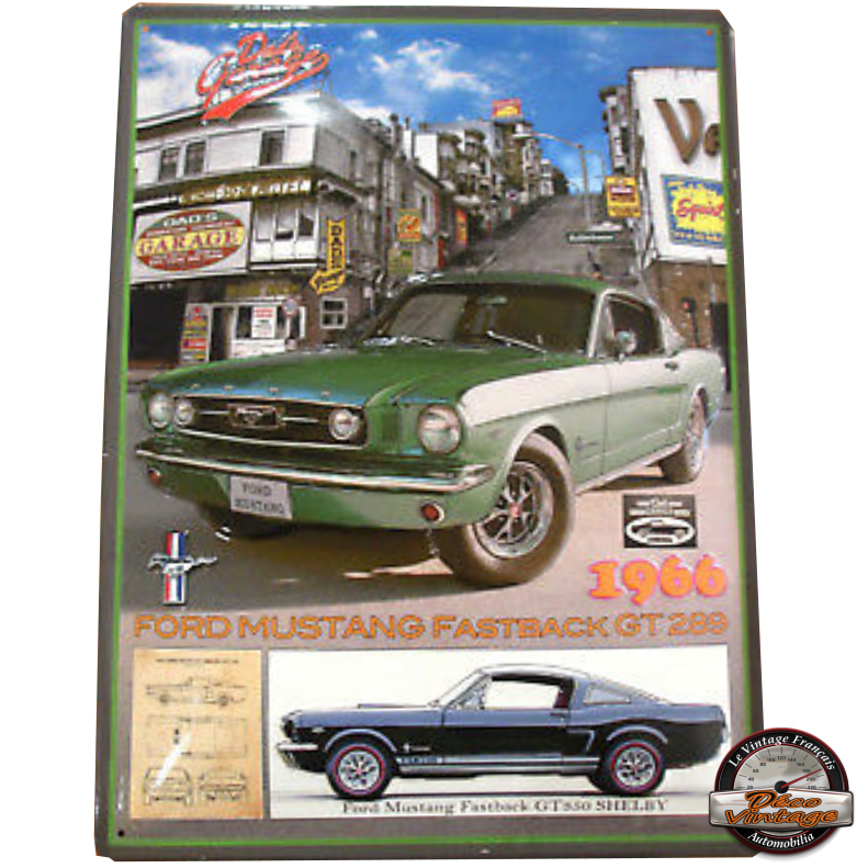 plaque tôle en relief vintage ford mustang