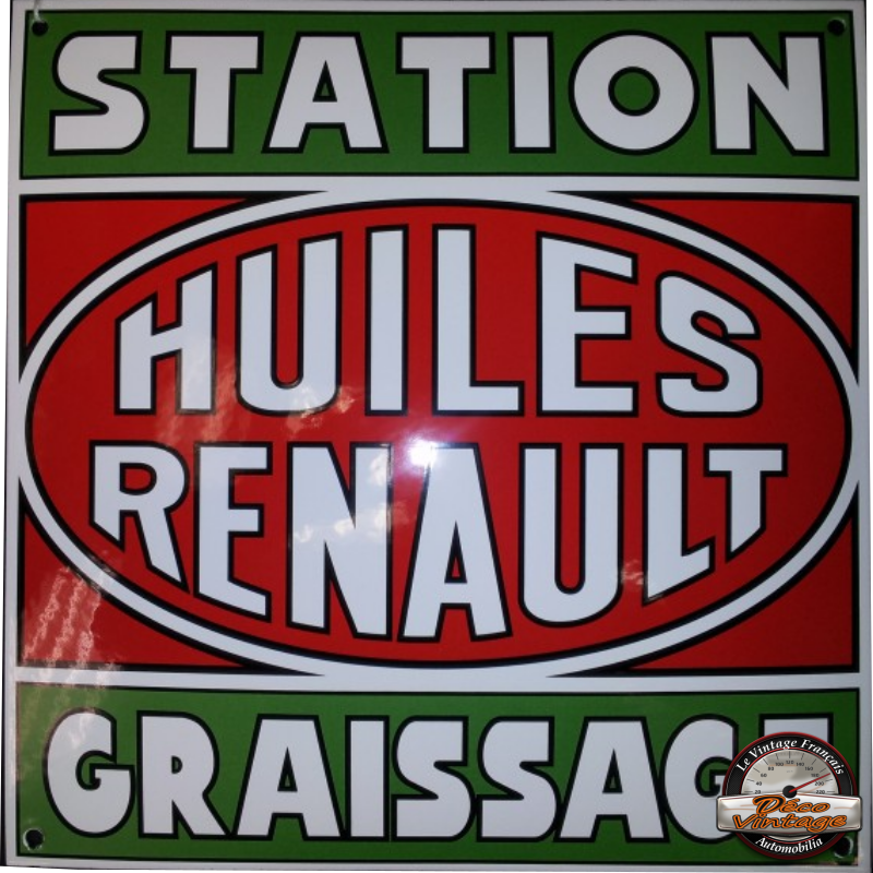 plaque émaillée renault huiles graissage