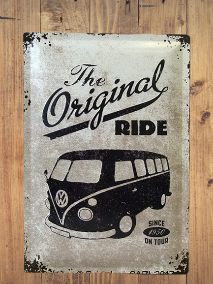 plaque métal en relief volkswagen combi original