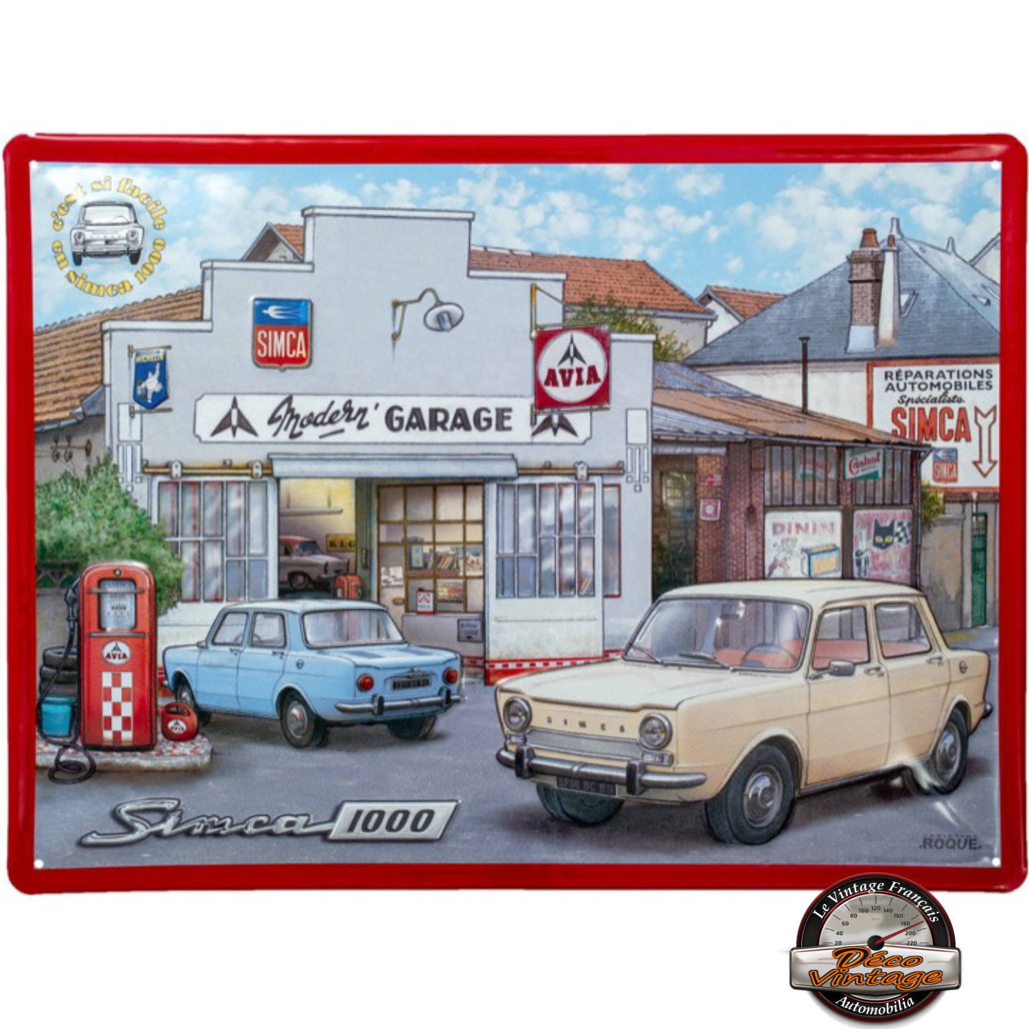 plaque métal en relief simca 1000