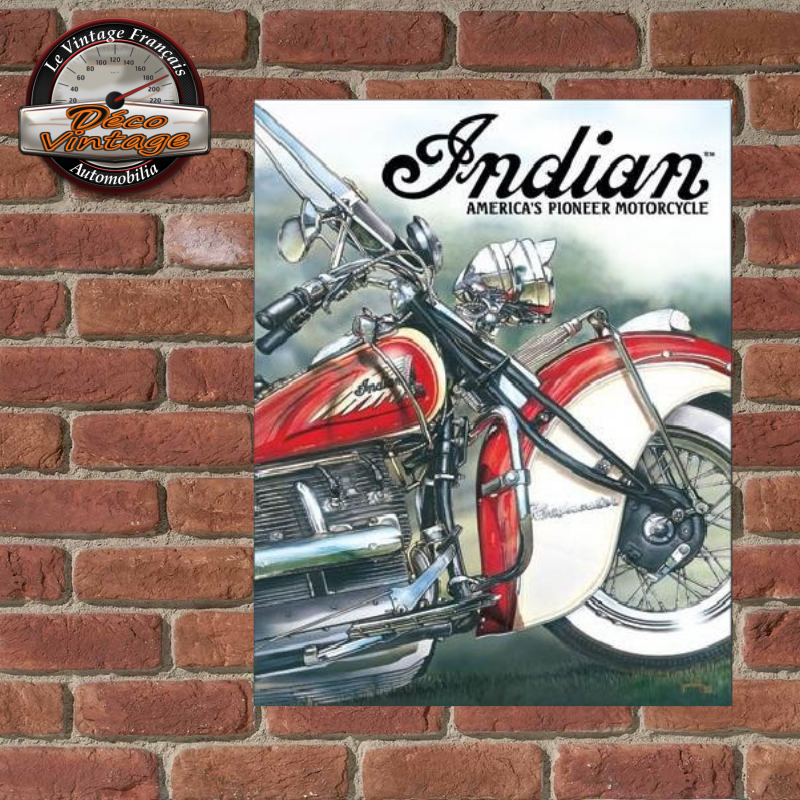 Plaque Indian motorcycle pioneer - Déco murale/Plaques 30x40 cm -  decovintage