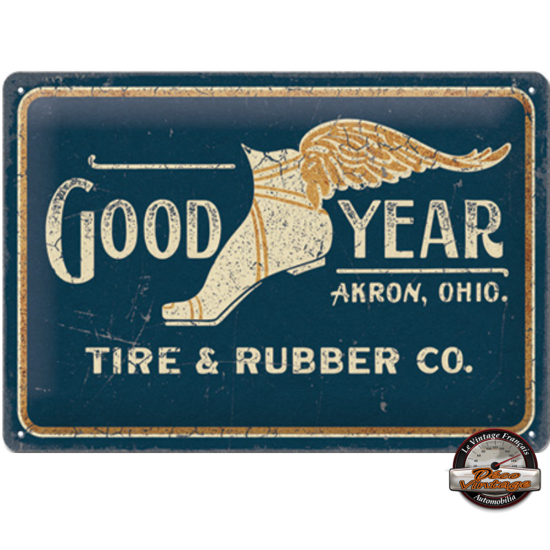 plaque métal en relief goodyear tire &amp; rubber nostalgic art 20x30