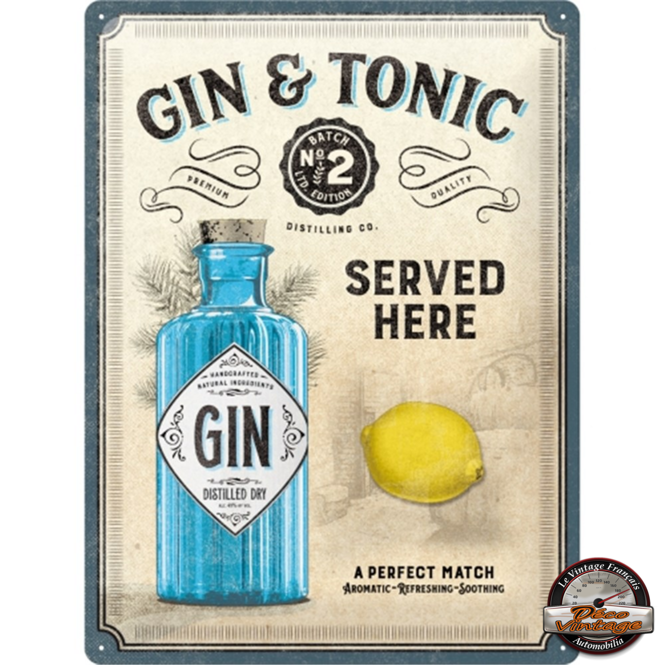 plaque en relief gin tonic édition limitée nostalgic art 15x20