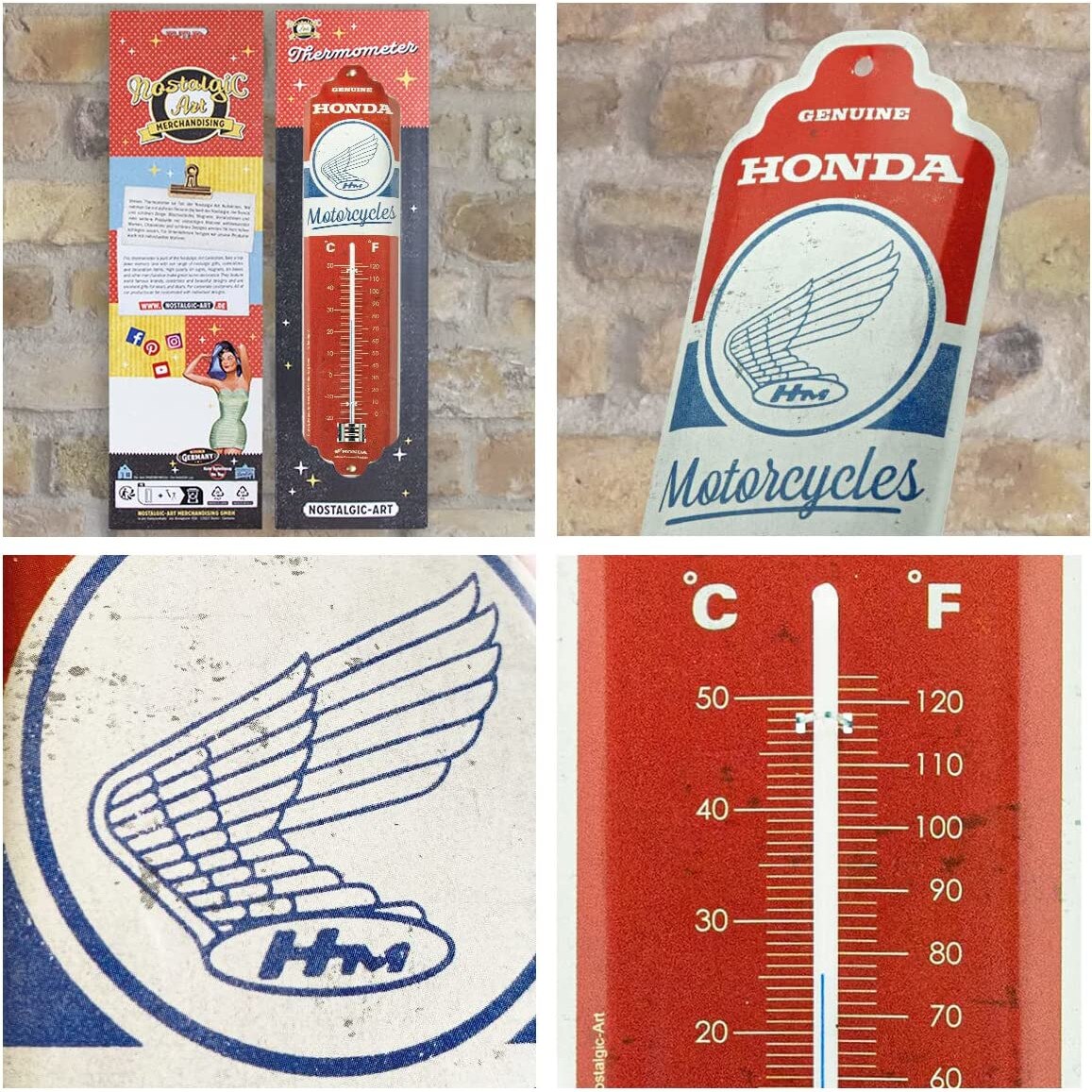 Thermomètre décoratif mural en acier Honda