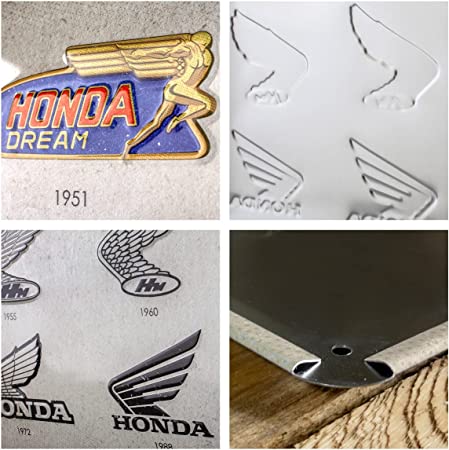 plaque métal en relief honda logo evolution 30x40 cm