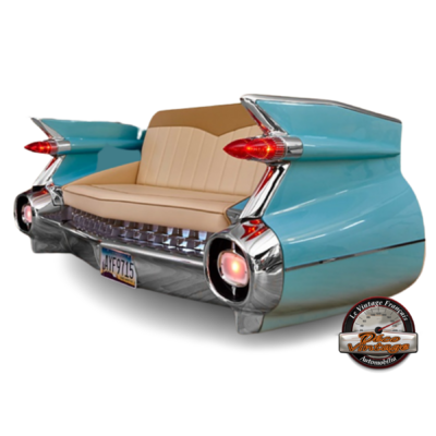canapé voiture américaine Cadillac 1959 bleu