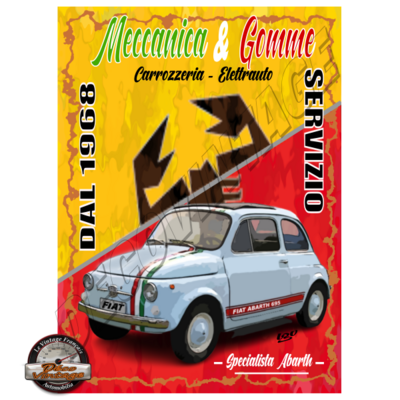 plaque métal fiat abarth 695 vintage garage