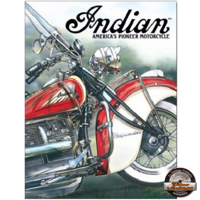 plaque métal vintage indian america's motorcycle pioneer