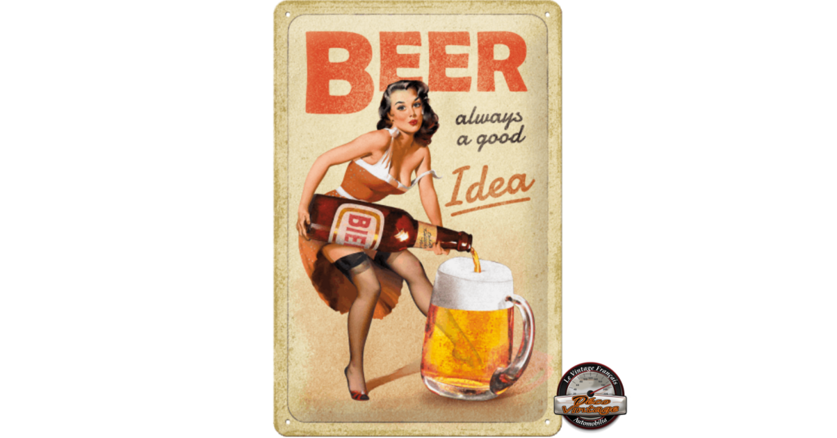 Plaque Métal Ancienne Pub Bière Vintage - Décoration Murale 30x20 Cm, Publicité Rétro