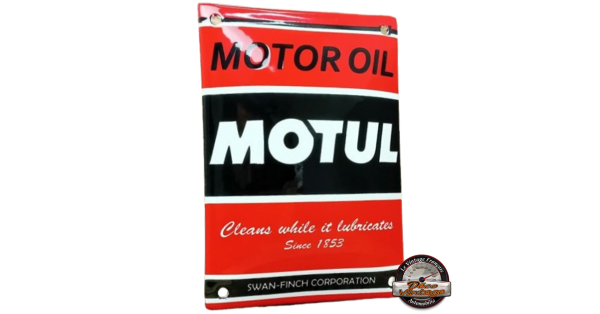 Plaque émaillée Ronde Publicitaire MOTUL MOTOR OILS – Métal, Déco Atelier/garage