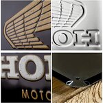 plaque métal en relief logo honda motos 20x30