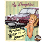 plaque métal rétro renault dauphine 30x40 cm