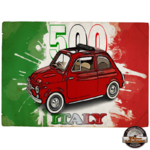 plaque métal fiat 500 italia rétro 15x20 cm
