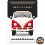 plaque métal en relief vw combi rouge 20x30 cm