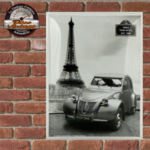plaque vintage citroen 2cv tour eiffel