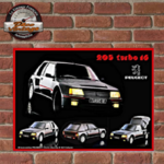 plaque tôle vintage en relief peugeot 205 turbo 16