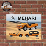 plaque tôle vintage en relief citroen méhari