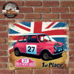 plaque tôle vintage mini cooper S monte carlo 30x40 cm