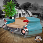 canapé arrière voiture Cadillac eldorado 1959 bleu