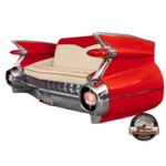 canapé voiture américaine Cadillac 1959 rouge et crème