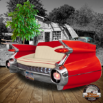 canapé arrière voiture Cadillac eldorado 1959 rouge