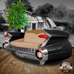 canapé arrière voiture Cadillac eldorado 1959 noir et bronze