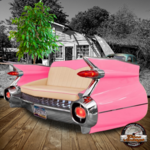 canapé arrière voiture Cadillac eldorado 1959 rose et crème