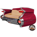 canapé voiture américaine Cadillac 1959 bordeau et crème