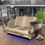 canapé cuir vintage voiture chevrolet Bel air 1957 argent et noir