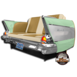 canapé voiture américaine Chevrolet vintage vert menthe et beige