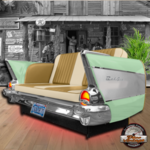 canapé vintage voiture chevrolet Bel air 1957 vert beige cuir