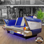 canapé cuir vintage voiture chevrolet Bel air 1957 bleu blanc