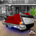 canapé cuir vintage voiture chevrolet Bel air 1957 ruby et noir