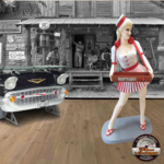 statue en resine pin-up serveuse avec plateau