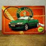 plaque vintage peugeot 306 cabriolet rolland garros 30x45