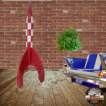 statue fusée moon rocket vintage
