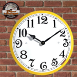 horloge murale émaillée rétro jaune