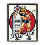 plaque métal pin-up filler up gasoline