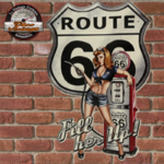 plaque métal pin-up américaine highway route 66