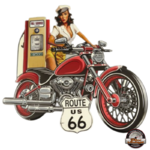 plaque route 66 pin-up moto custom