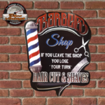 plaque déco vintage barber shop en relief