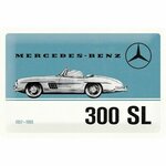 plaque metal vintage mercedes benz 300 sl blue 20 x 30 nostalgic art 22286