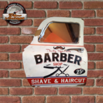 portière miroir barber shop vintage