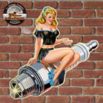 plaque vintage garage pin-up bougie