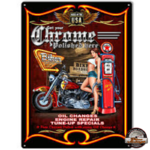 plaque vintage en relief get your chrome polished here pin up