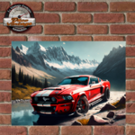 plaque ford mustang rouge montagnes américaines