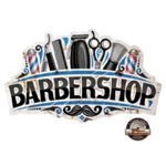 plaque découpée embossée barber shop vintage