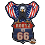 plaque tôle embossée aigle drapeau américain route 66 US