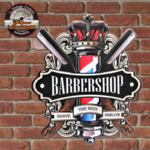plaque vintage embossée barbershop shave